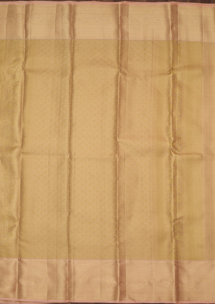 Peach Silk Jaal Saree With Matching Blouse Piece