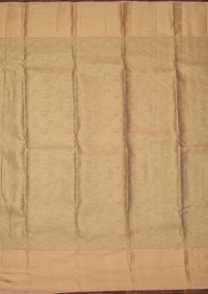 Peach Silk Jaal Saree With Matching Blouse Piece