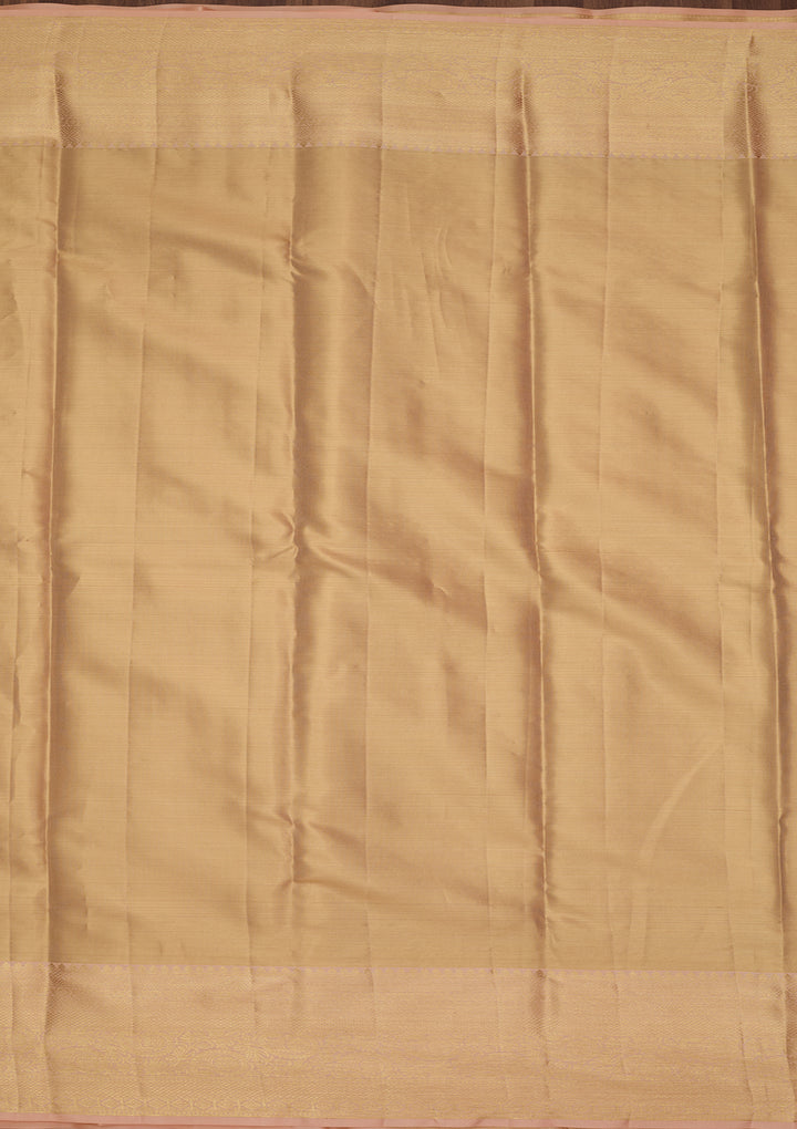 Peach Silk Jaal Saree With Matching Blouse Piece