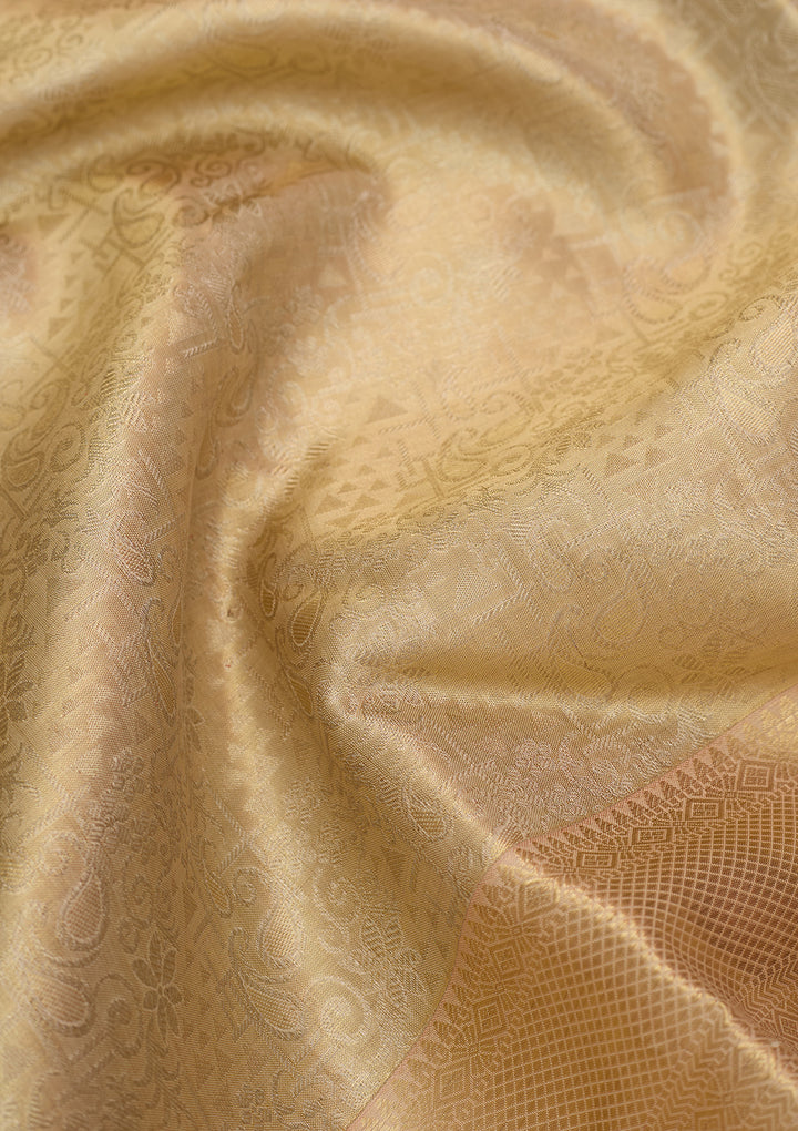 Gold Silk Jaal Saree With Matching Blouse Piece