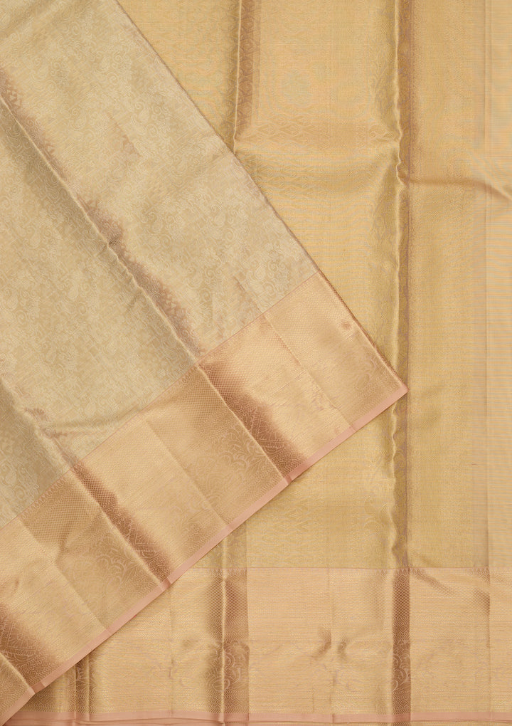 Gold Silk Jaal Saree With Matching Blouse Piece
