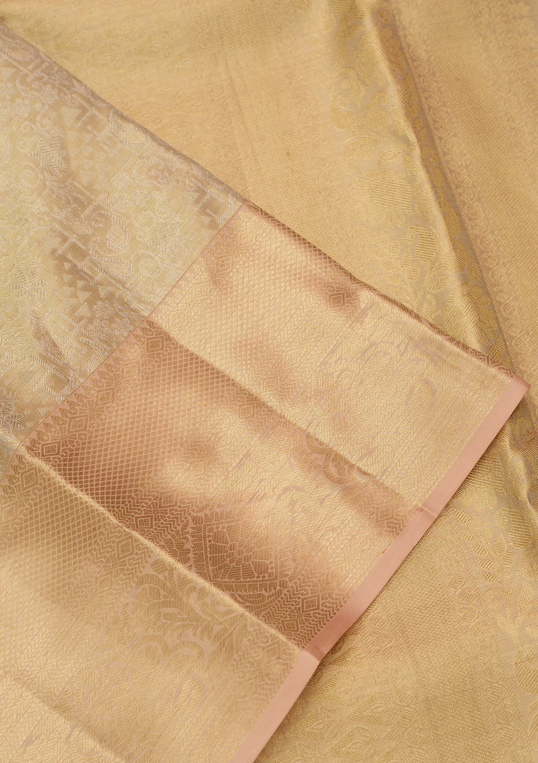Gold Silk Jaal Saree With Matching Blouse Piece