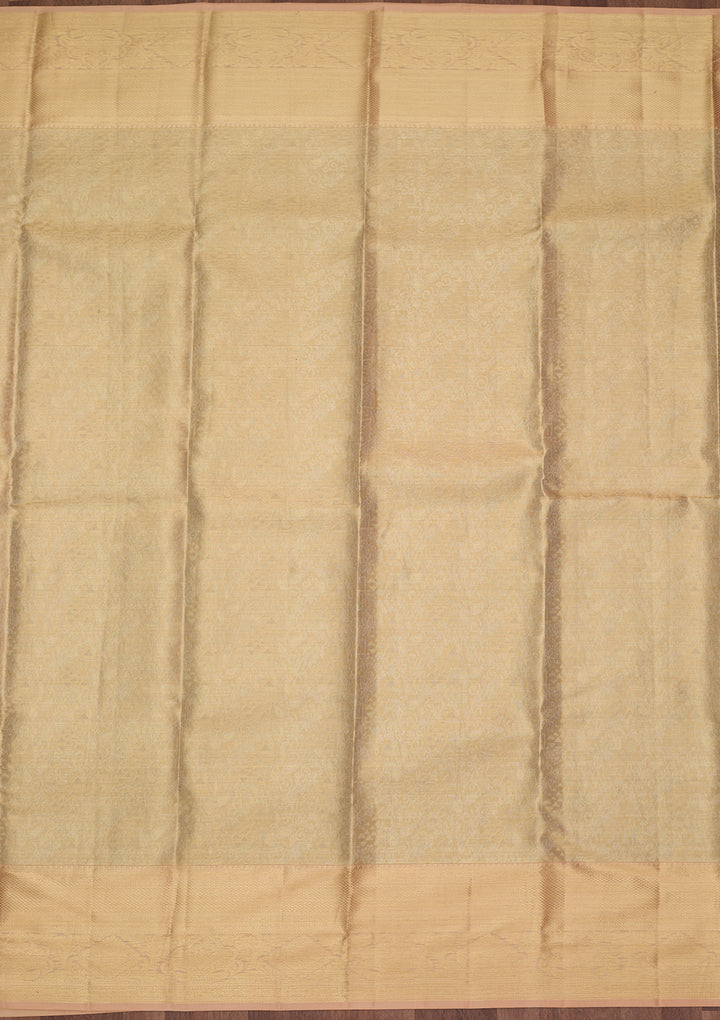 Gold Silk Jaal Saree With Matching Blouse Piece