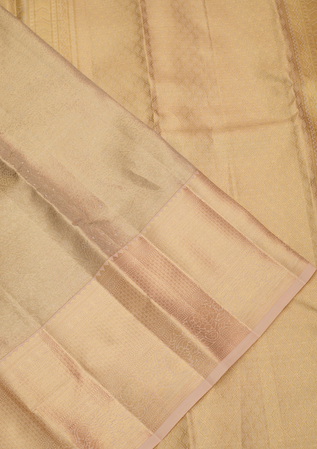 Beige Silk Jaal Saree With Matching Blouse Piece