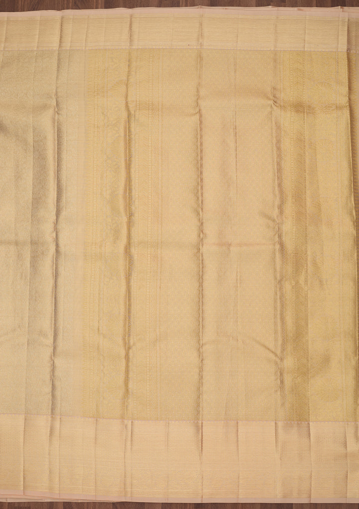 Beige Silk Jaal Saree With Matching Blouse Piece