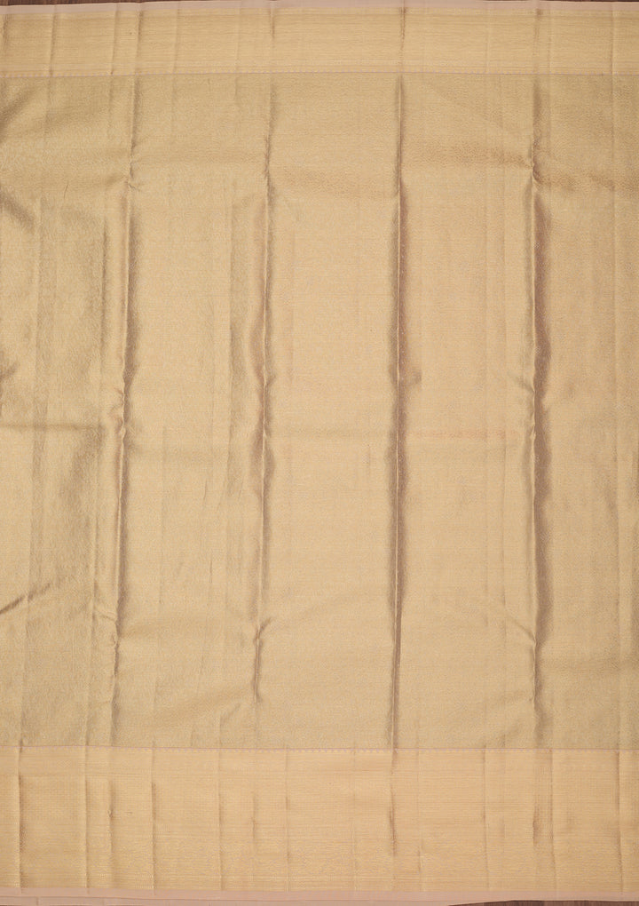 Beige Silk Jaal Saree With Matching Blouse Piece