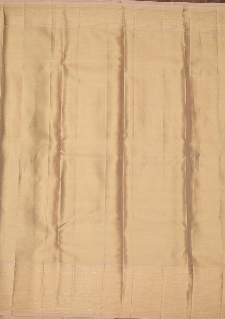 Beige Silk Jaal Saree With Matching Blouse Piece
