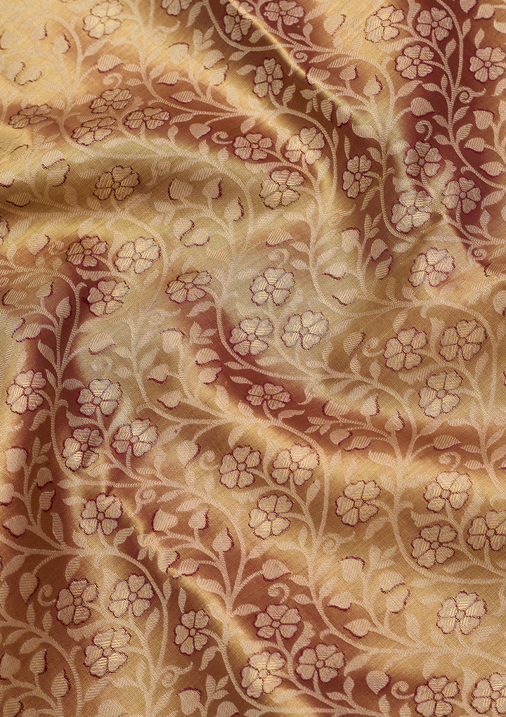 Maroon Silk Jaal Saree With Matching Blouse Piece