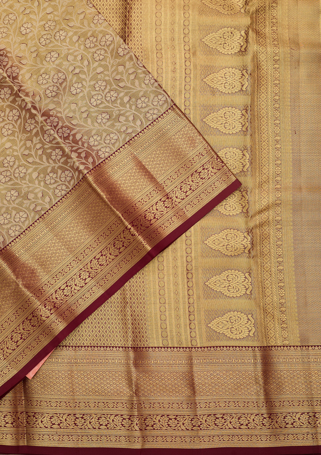 Maroon Silk Jaal Saree With Matching Blouse Piece