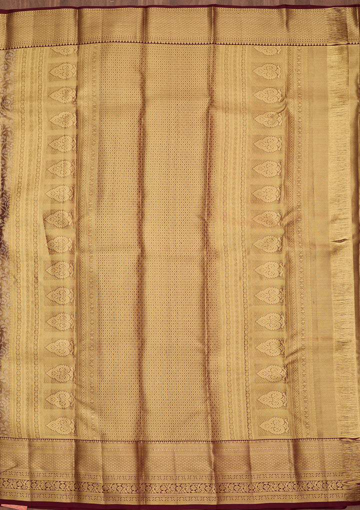 Maroon Silk Jaal Saree With Matching Blouse Piece