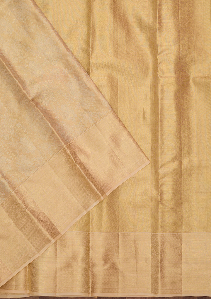 Beige Dharmavaram Pure Silk Saree