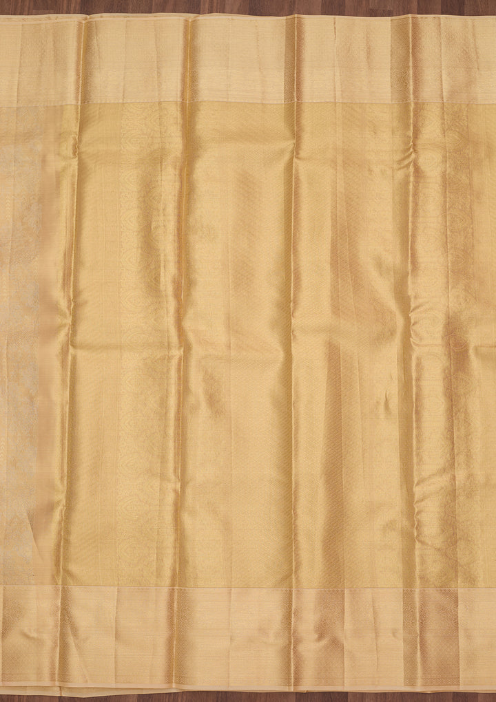 Beige Dharmavaram Pure Silk Saree