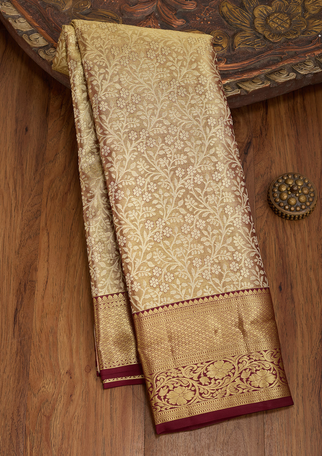 Maroon Dharmavaram Pure Silk Saree