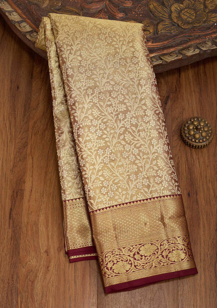 Maroon Dharmavaram Pure Silk Saree