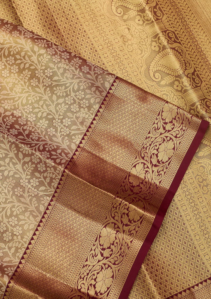 Maroon Dharmavaram Pure Silk Saree