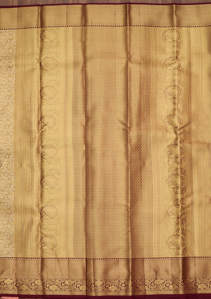 Maroon Dharmavaram Pure Silk Saree