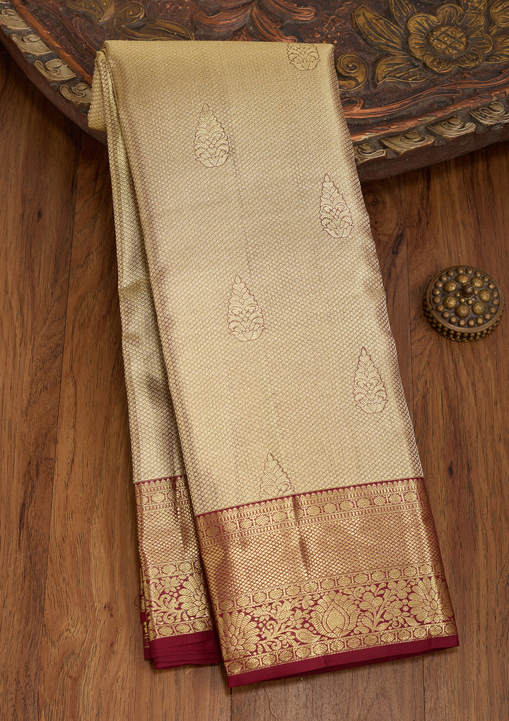 Maroon Dharmavaram Pure Silk Saree