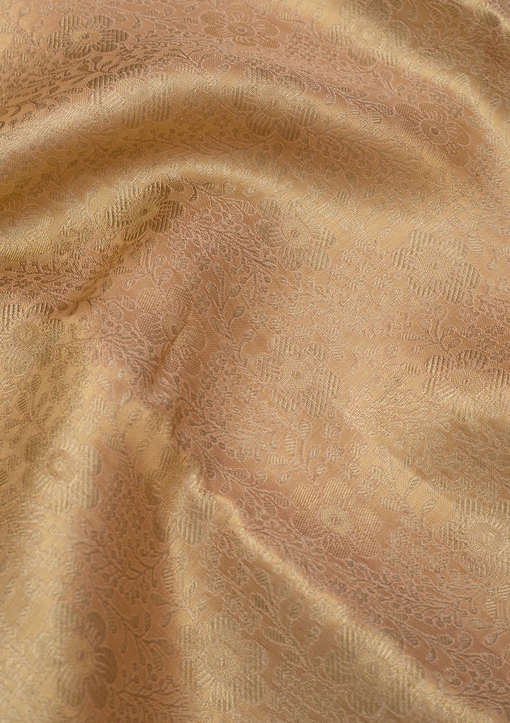 Beige Silk Jaal Saree With Matching Blouse Piece