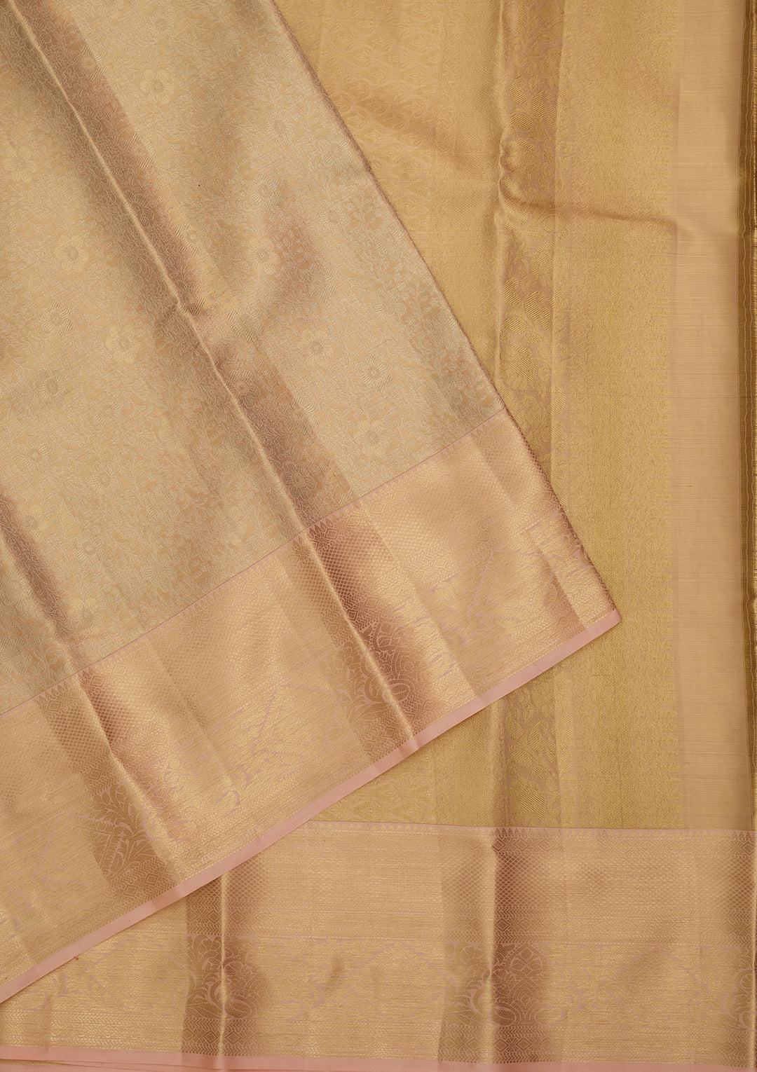 Beige Silk Jaal Saree With Matching Blouse Piece