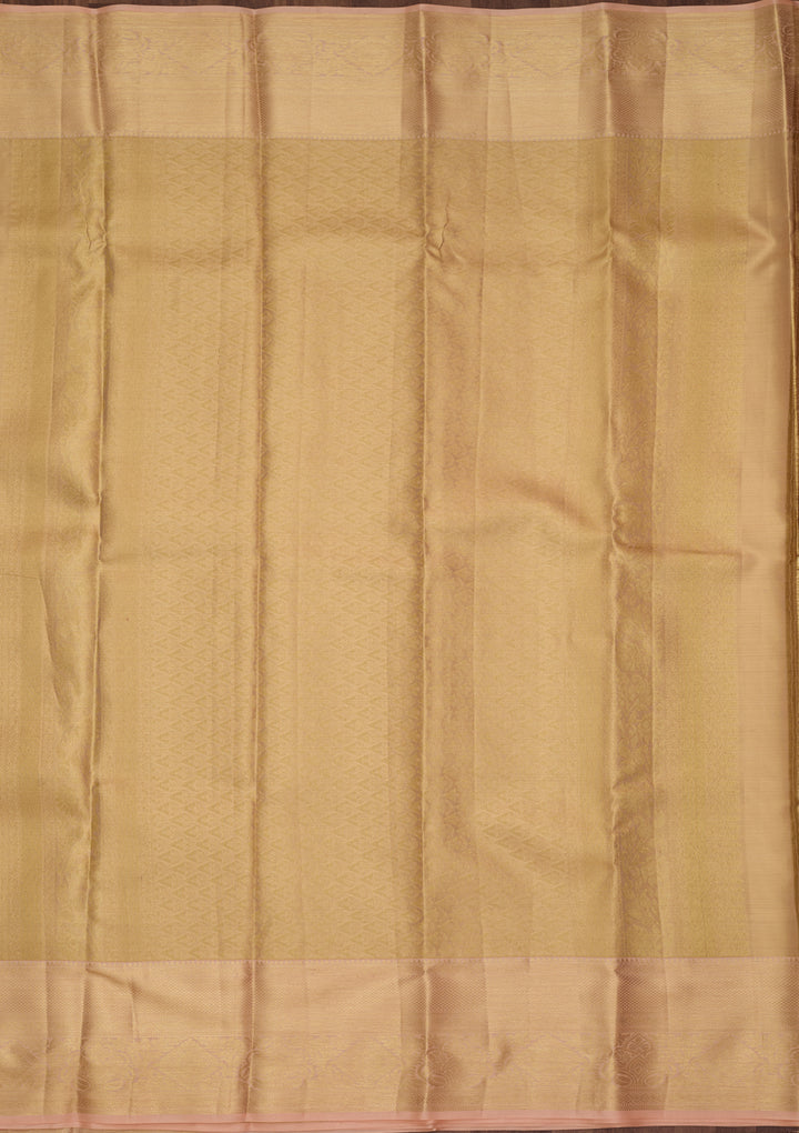 Beige Silk Jaal Saree With Matching Blouse Piece