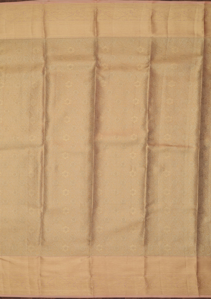 Beige Silk Jaal Saree With Matching Blouse Piece