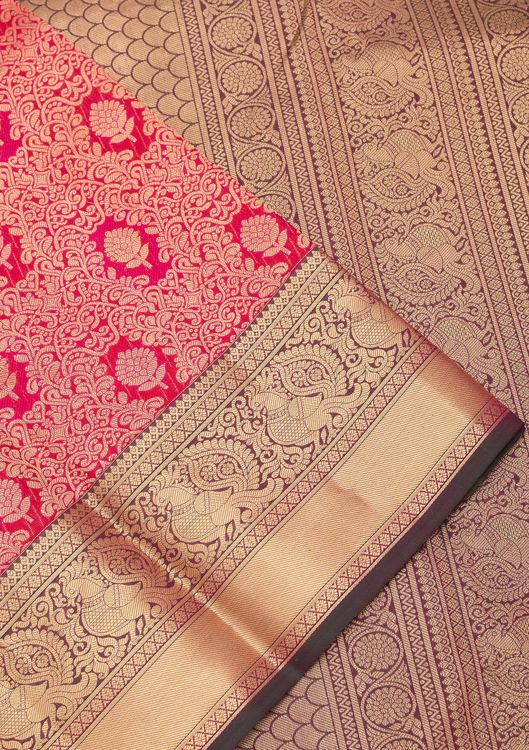 Rani Pink Kanjivaram Pure Silk Saree