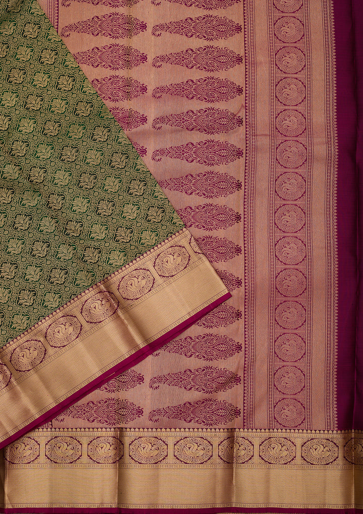 Bottle Green Kanjivaram Pure Silk Saree