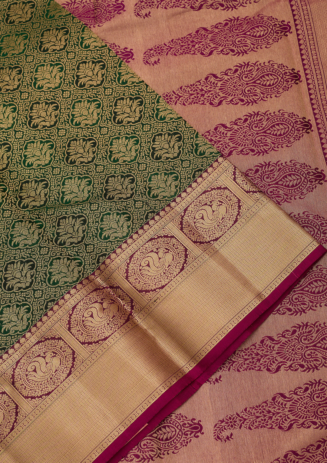 Bottle Green Kanjivaram Pure Silk Saree