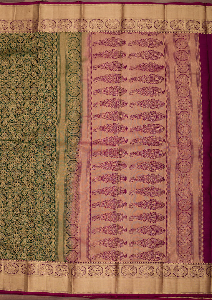 Bottle Green Kanjivaram Pure Silk Saree