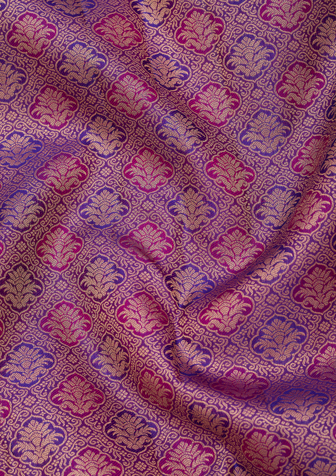 Purple Silk Jaal Saree With Matching Blouse Piece
