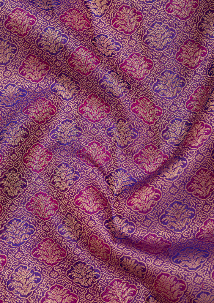 Purple Silk Jaal Saree With Matching Blouse Piece