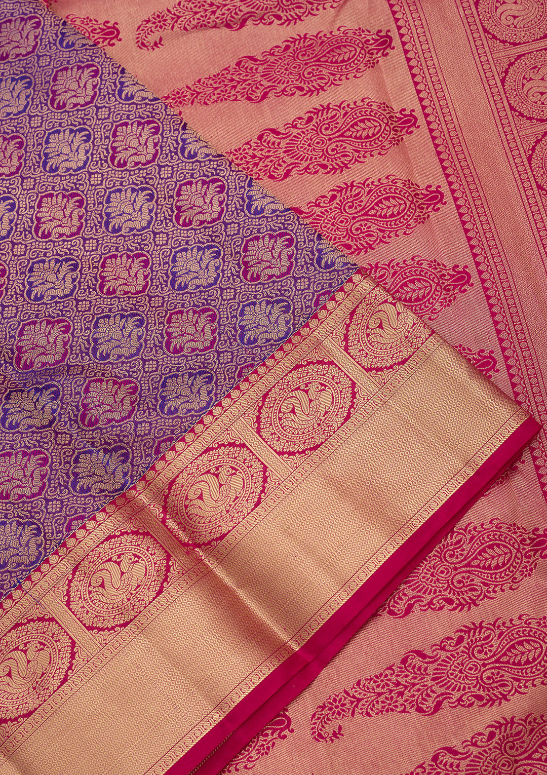 Purple Silk Jaal Saree With Matching Blouse Piece