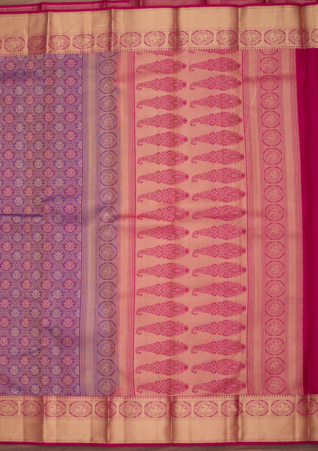 Purple Silk Jaal Saree With Matching Blouse Piece