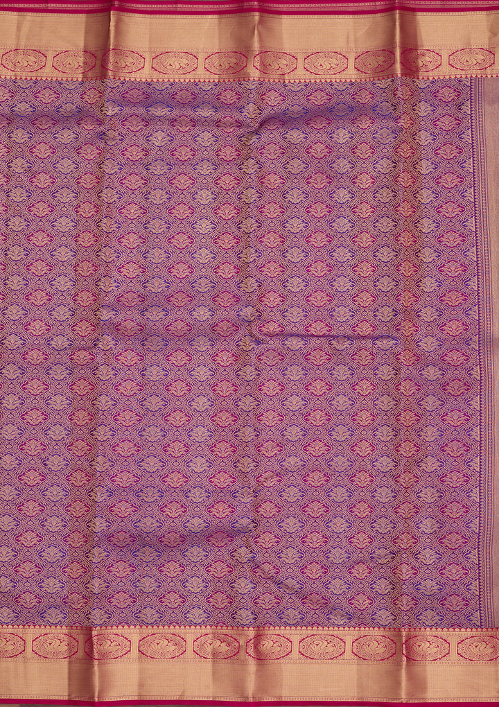 Purple Silk Jaal Saree With Matching Blouse Piece