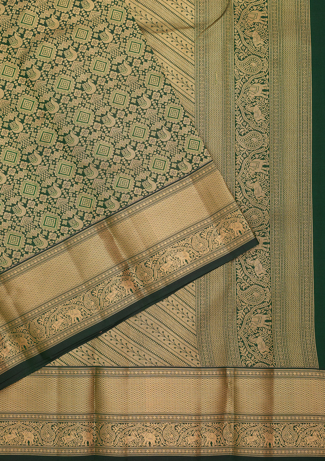 Bottle Green Kanjivaram Pure Silk Saree