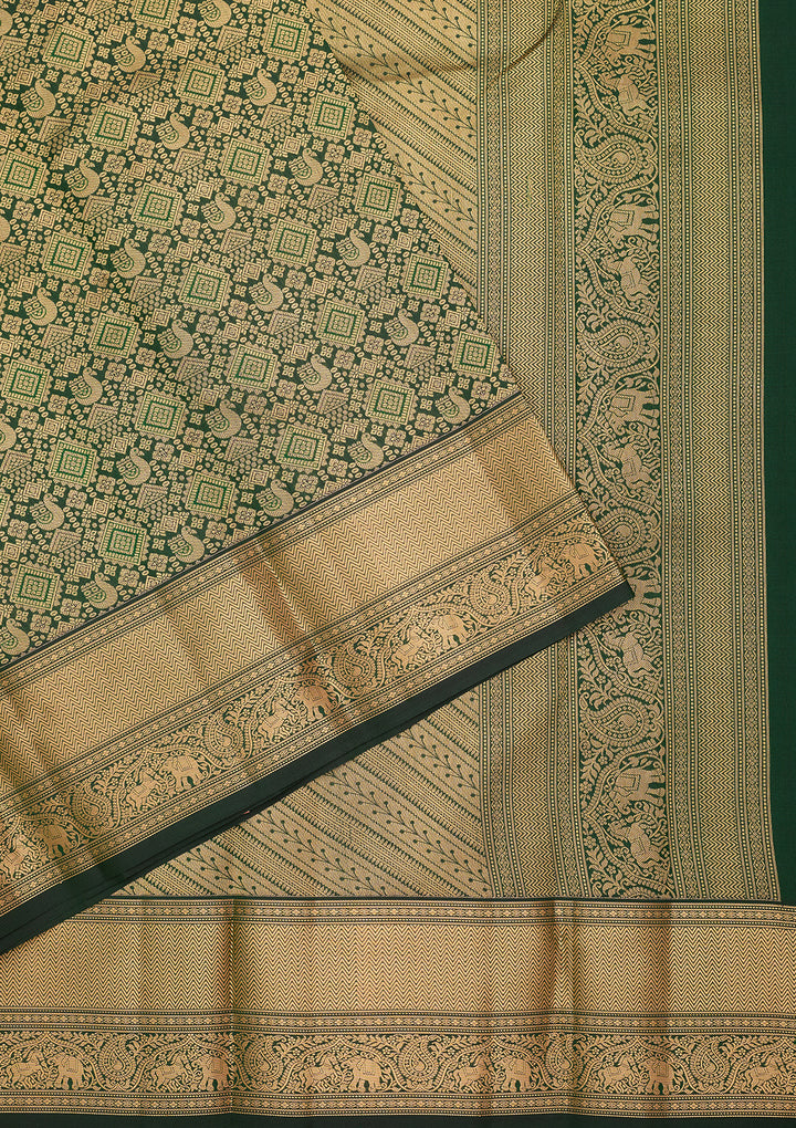 Bottle Green Kanjivaram Pure Silk Saree