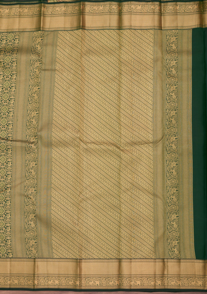 Bottle Green Kanjivaram Pure Silk Saree