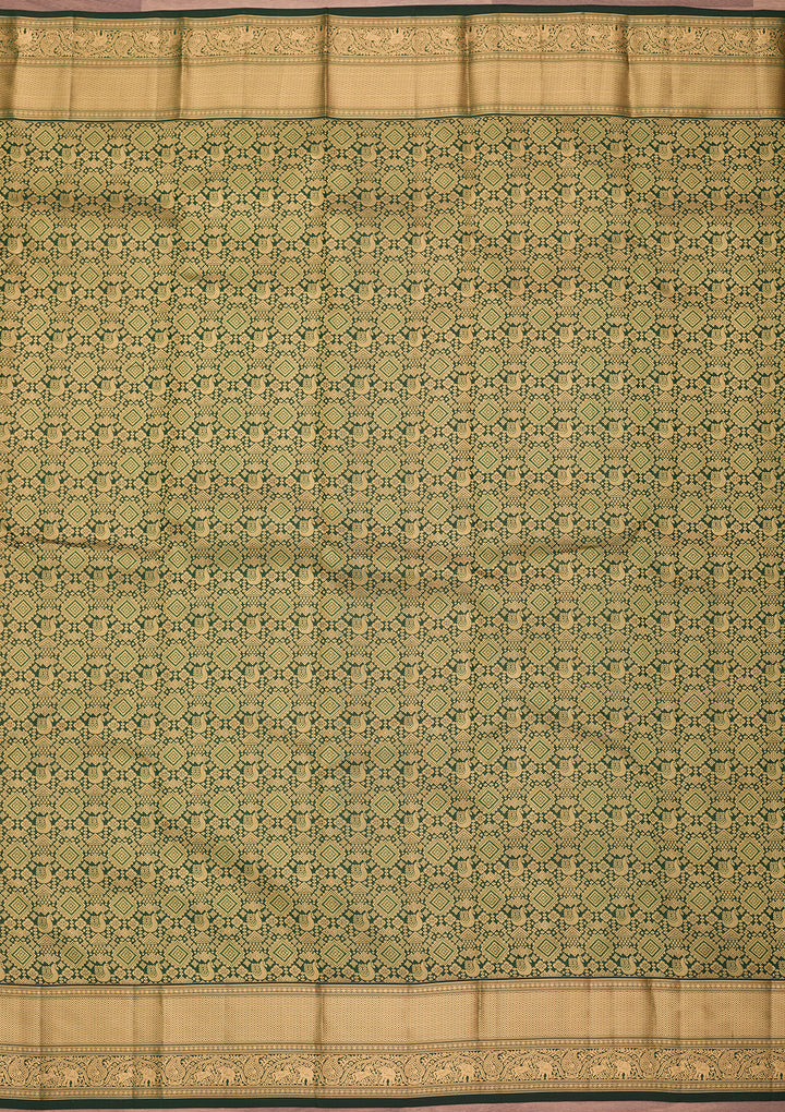 Bottle Green Kanjivaram Pure Silk Saree