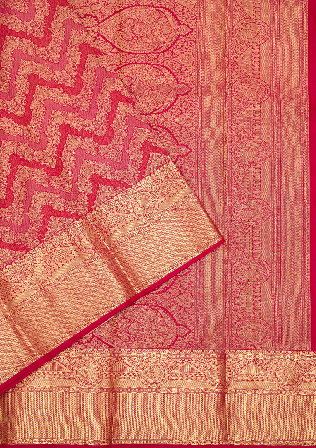 Rani Pink Kanjivaram Pure Silk Saree