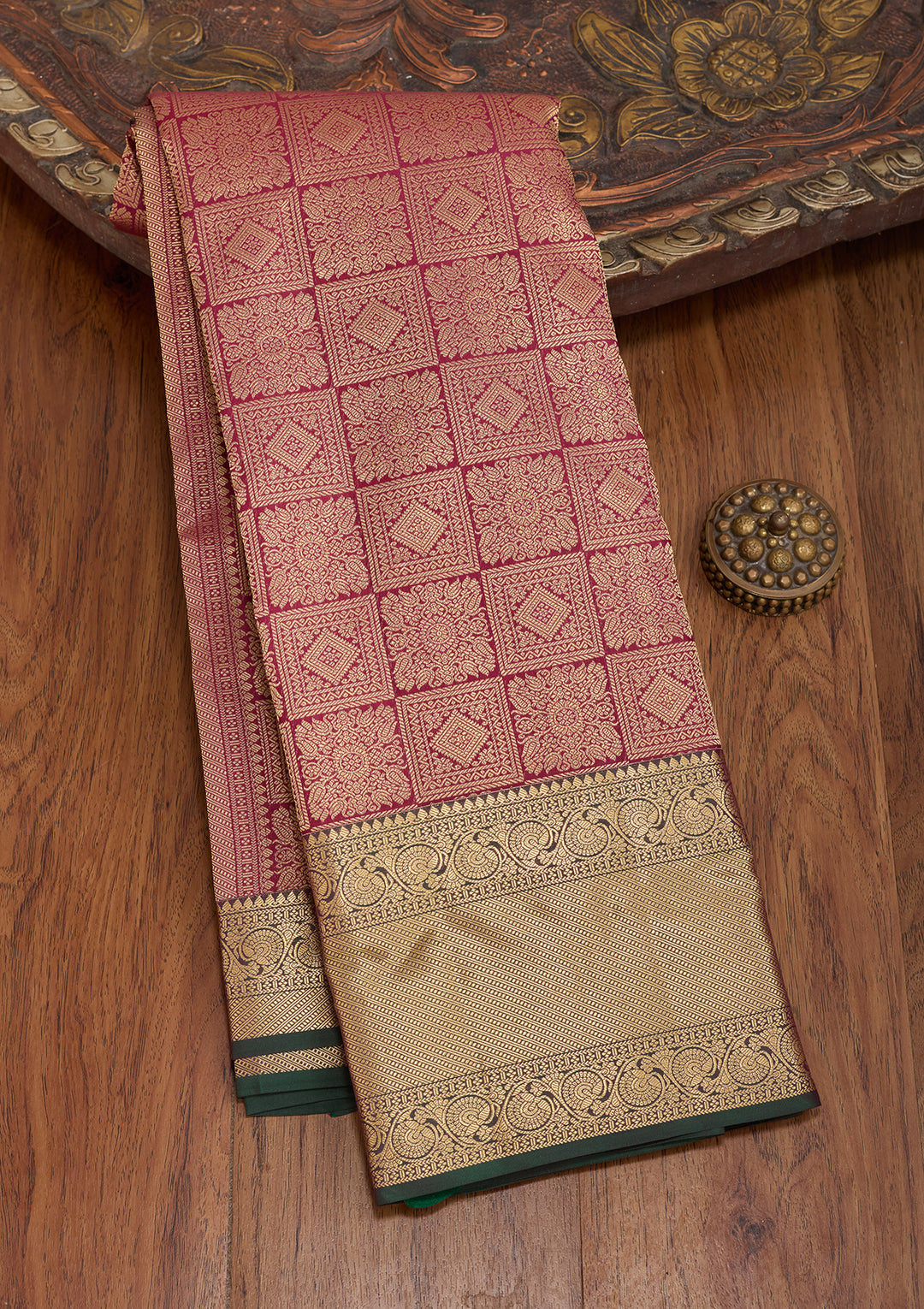 Wine Kanjivaram Pure Silk Saree