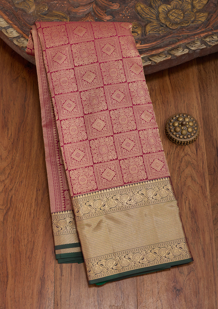 Wine Kanjivaram Pure Silk Saree