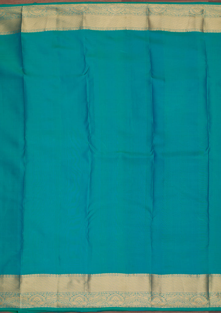Rama Green Silk Checks Saree With Matching Blouse Piece