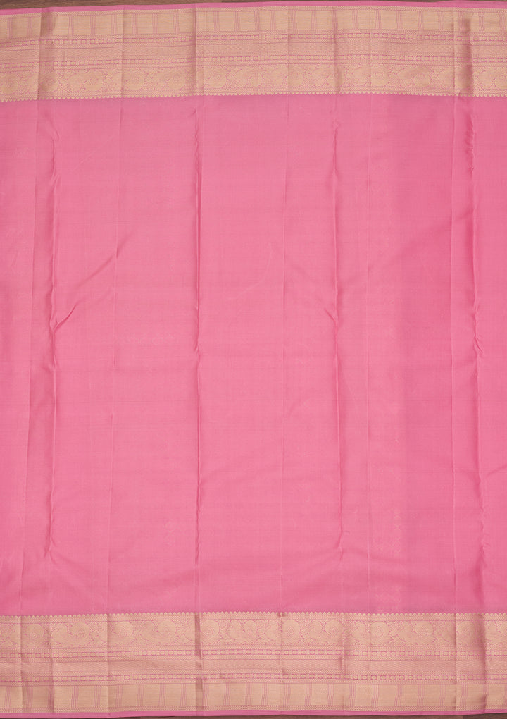 Pink Silk Checks Saree With Matching Blouse Piece