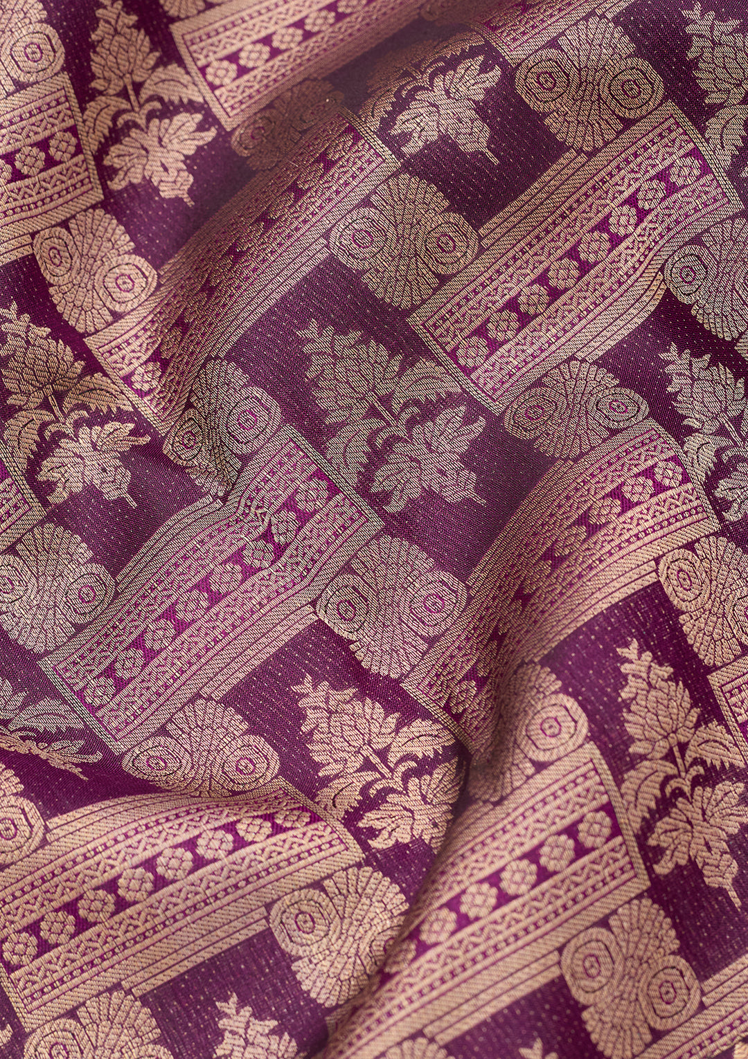Purple Silk Checks Saree With Matching Blouse Piece