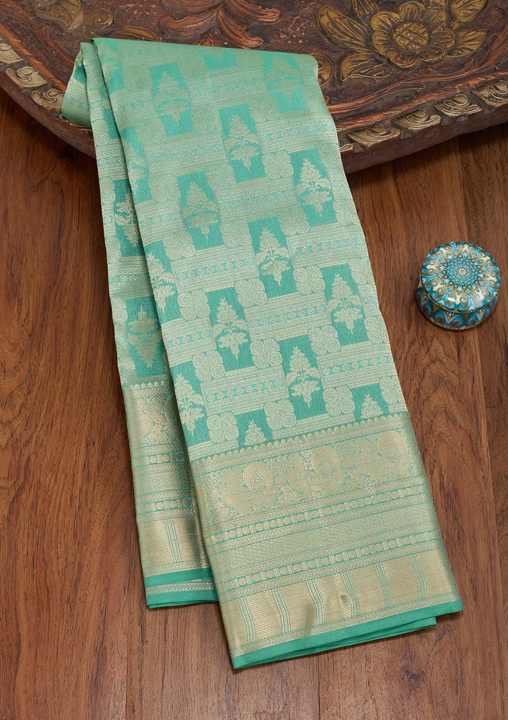 Sea Green Kanjivaram Pure Silk Saree