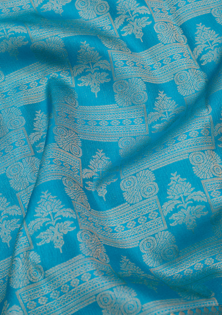 Turquoise Blue Kanjivaram Pure Silk Saree