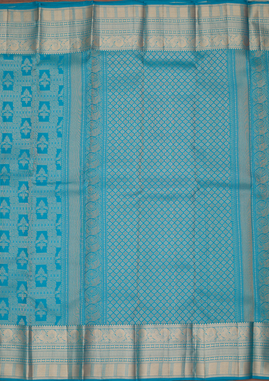 Turquoise Blue Kanjivaram Pure Silk Saree