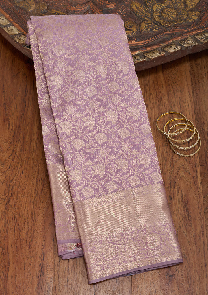 Lavender Kanjivaram Pure Silk Saree