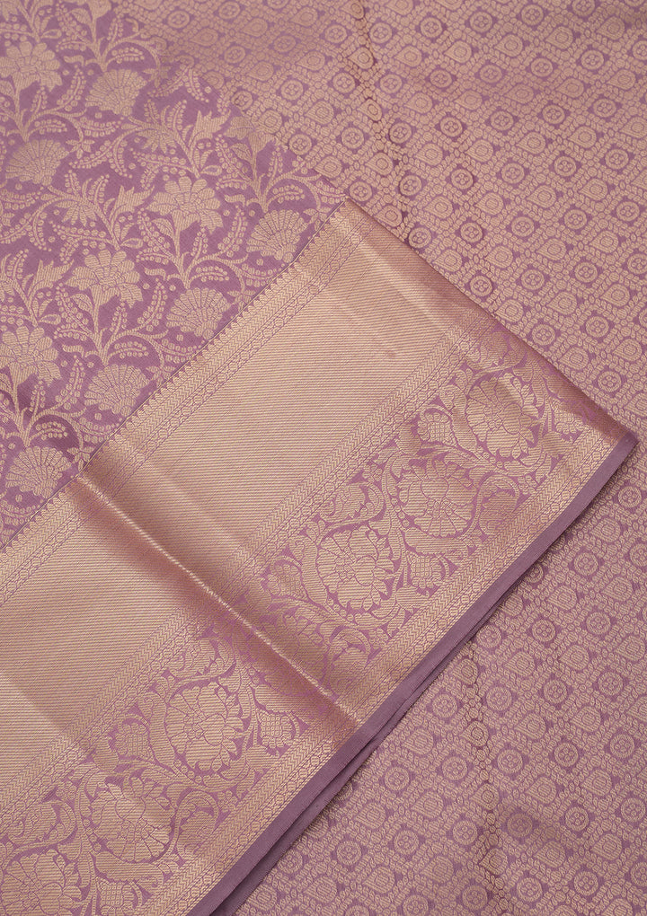 Lavender Kanjivaram Pure Silk Saree