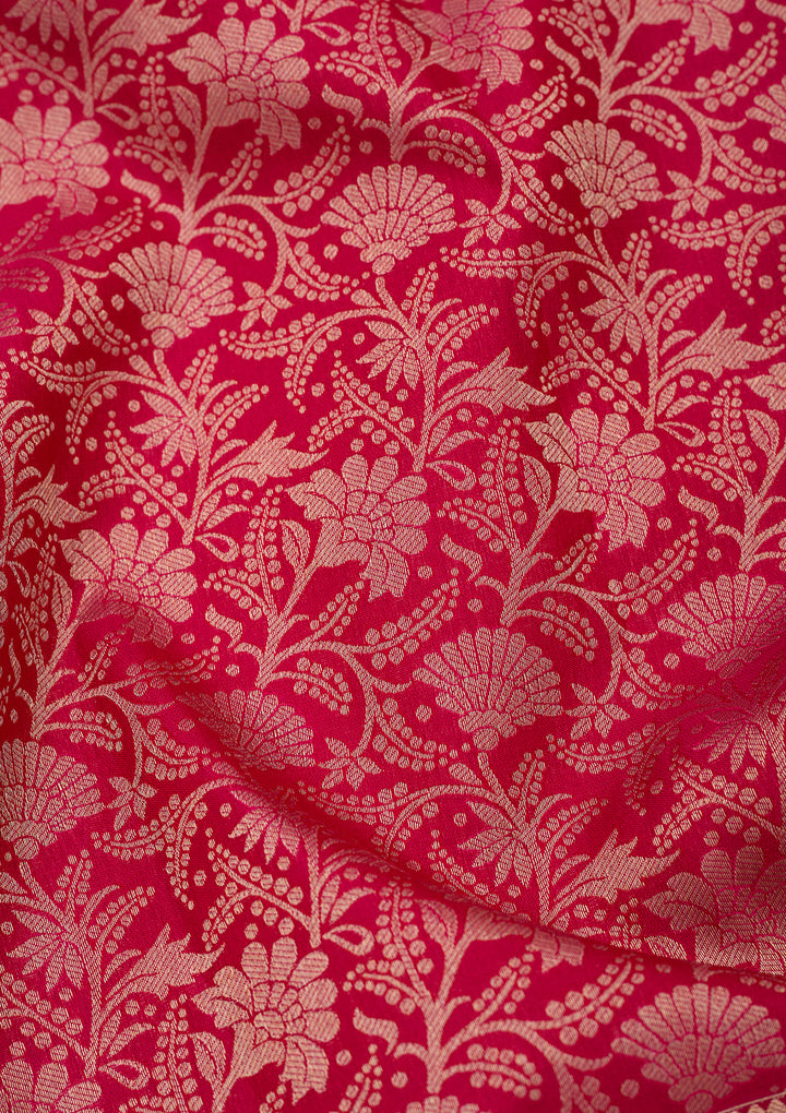 Rani Pink Silk Jaal Saree With Matching Blouse Piece